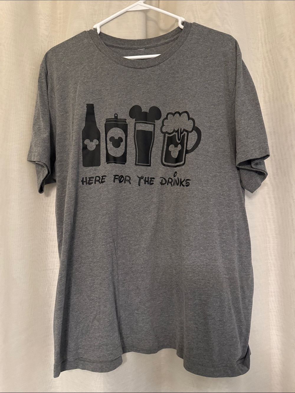 Men's Gray 'Here for the Drinks' Graphic T‑Shirt. Disney